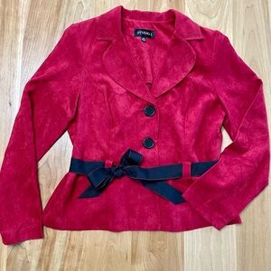 Studio I Red Belted Blazer with Black Ribbon